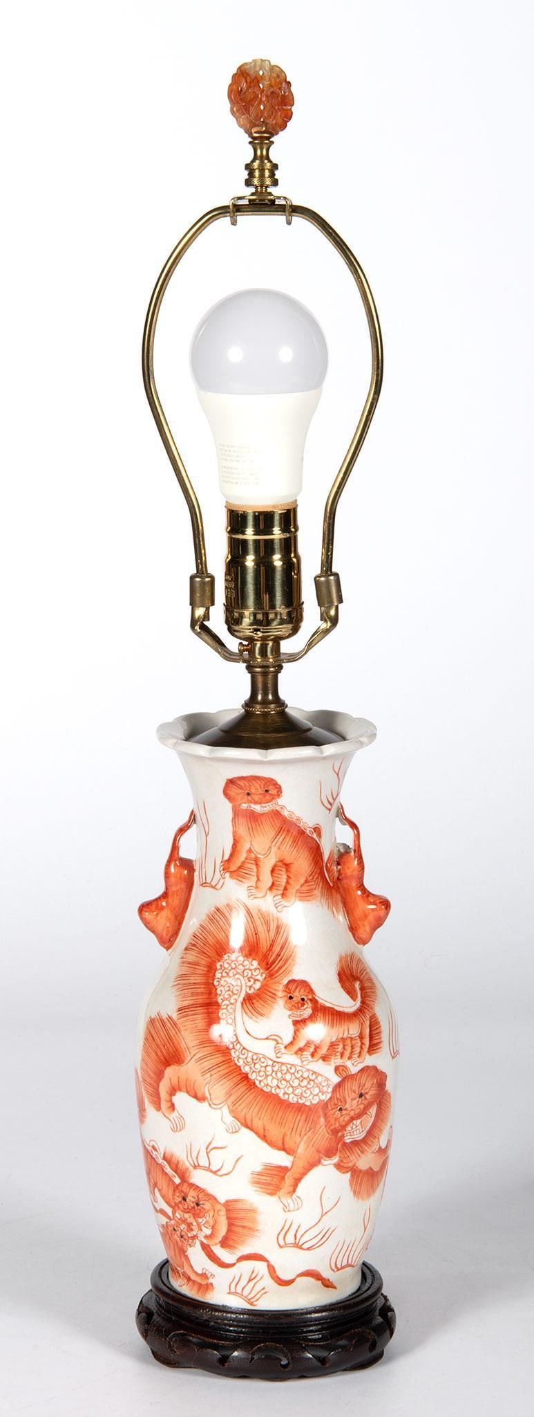 A Chinese Qing Period Iron Red Handled Baluster Vase (1 of 2)