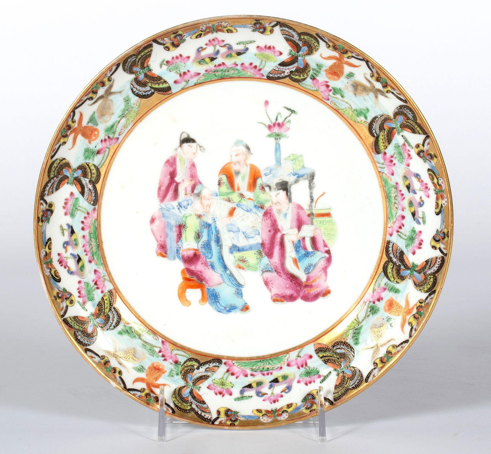 Chinese Export Rose Mandarin Porcelain Plate (1 of 2)