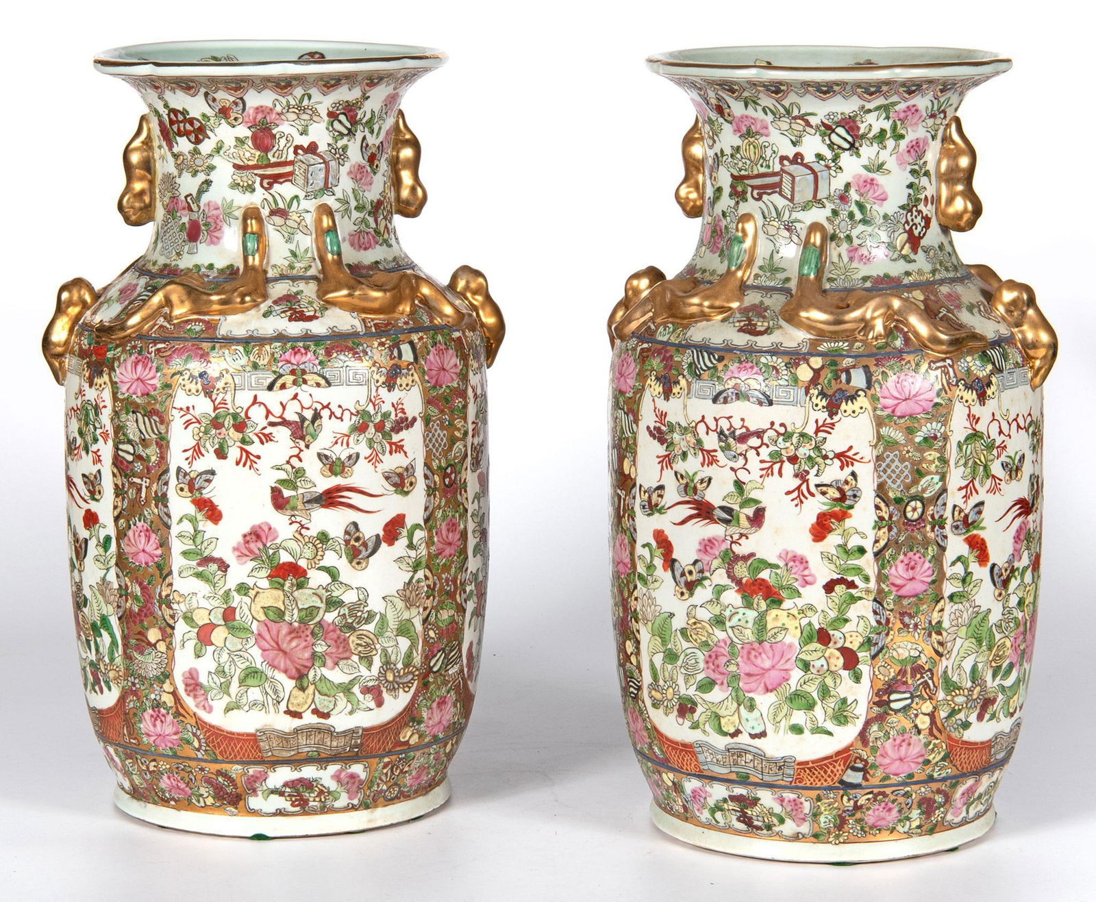 A Pair of Rose Medallion Canton Porcelain Floor Vases (1 of 4)