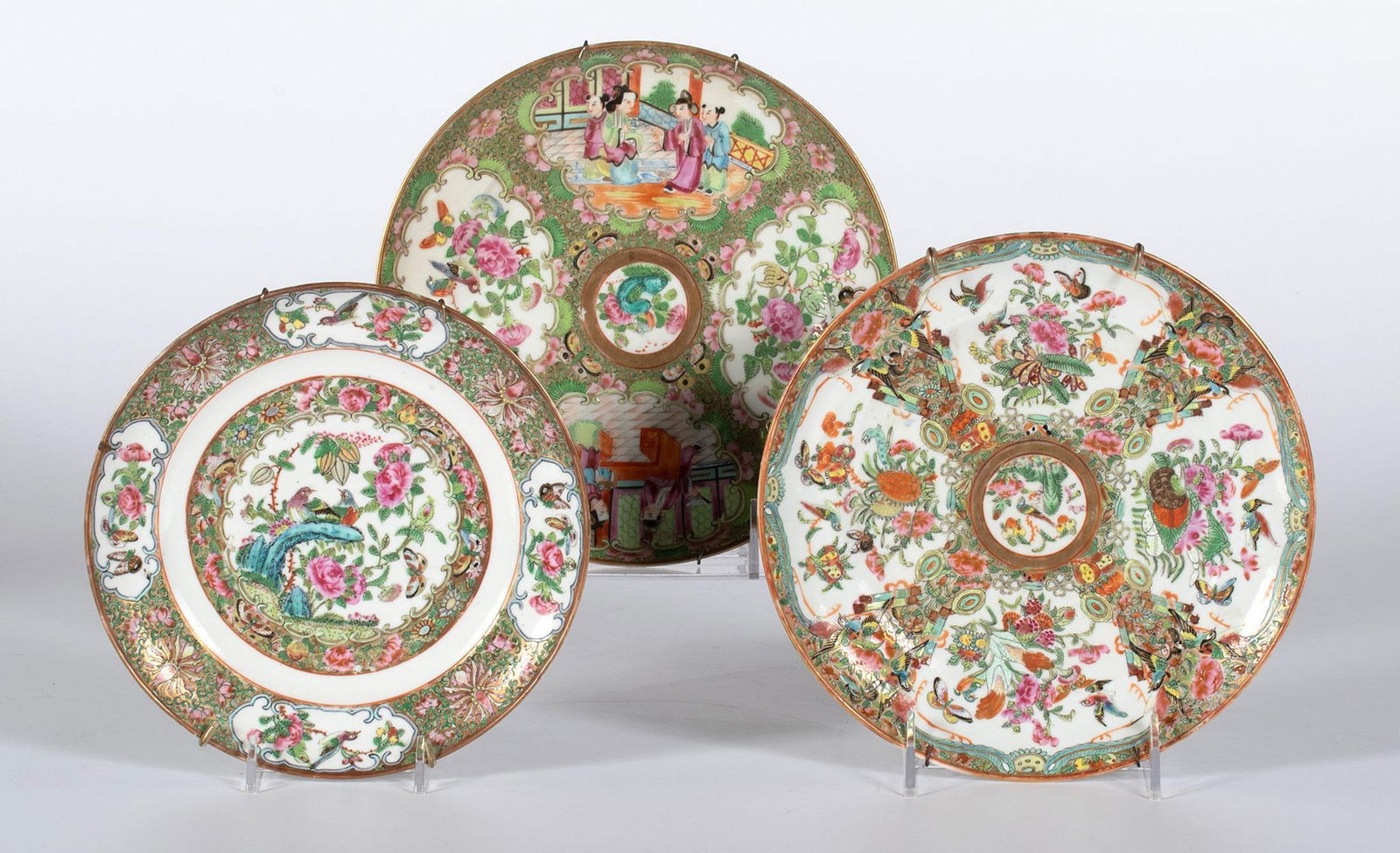 A Group of Three Chinese Export Rose Medallion Porcelains (1 of 1)