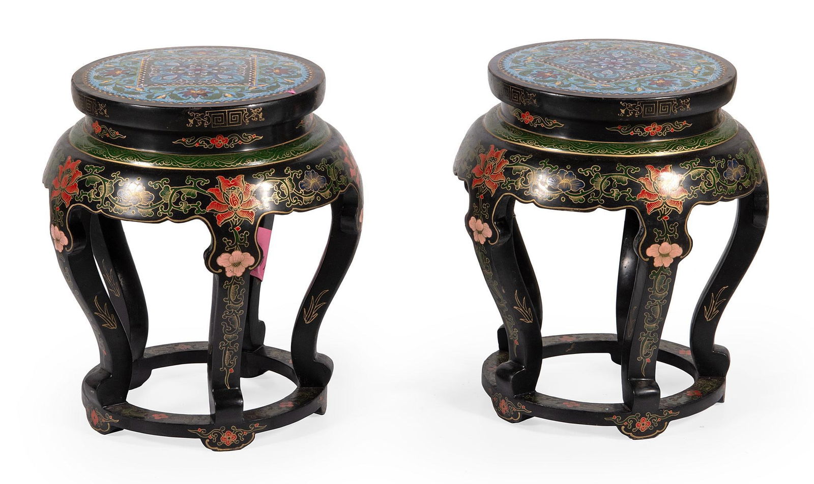 Two Chinese Lacquered and Cloisonne Fern Stands (1 of 3)