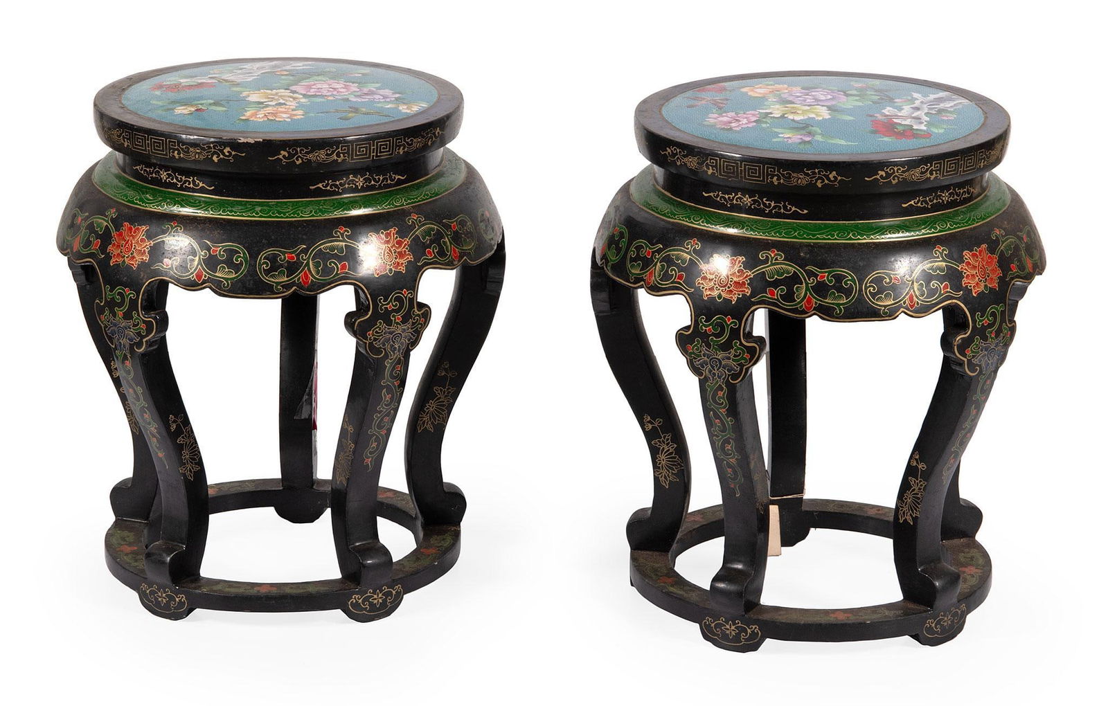 A Pair of Chinese Lacquered and Cloisonne Fern Stands (1 of 3)