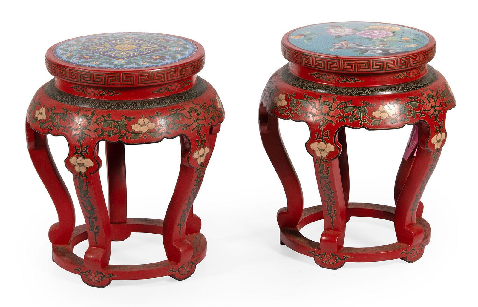 Two Chinese Lacquered and Cloisonne Fern Stands (1 of 2)