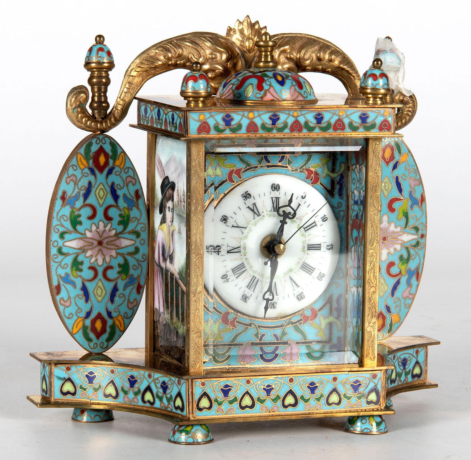 A Chinese Brass and Cloisonne Table Clock (1 of 3)