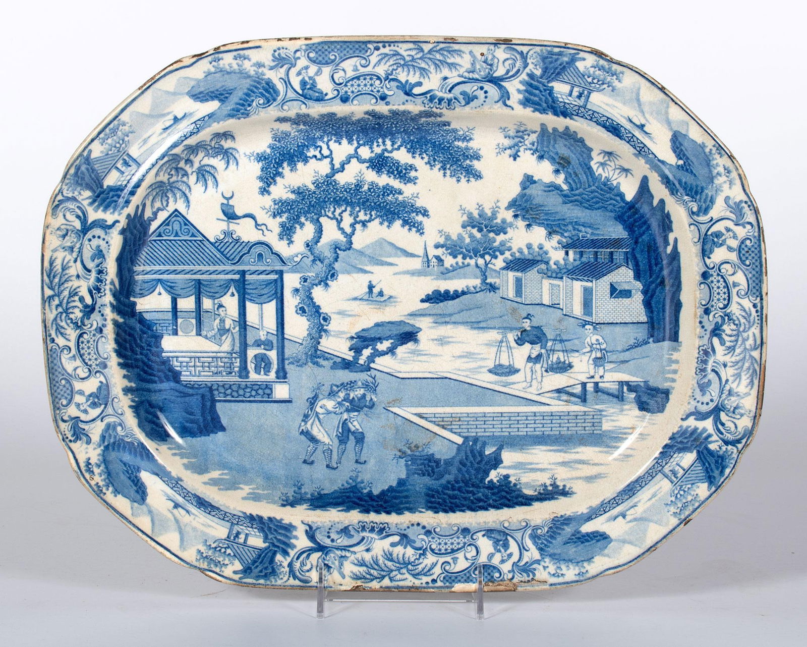 An Andrew Stevenson Blue and White Transferware Platter (1 of 2)