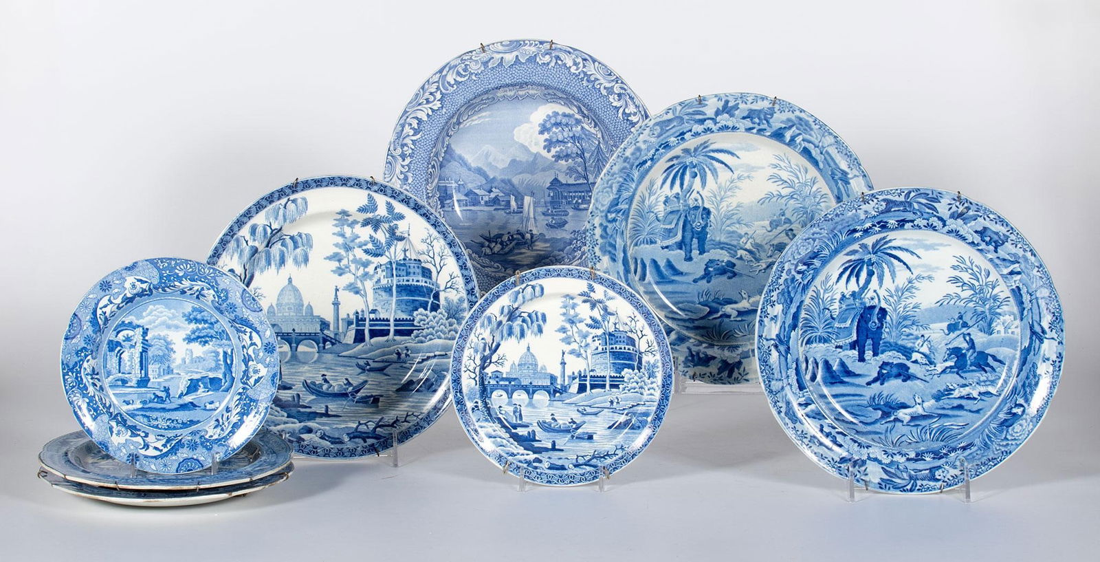 Group of Various Blue & White Spode Plates (1 of 4)