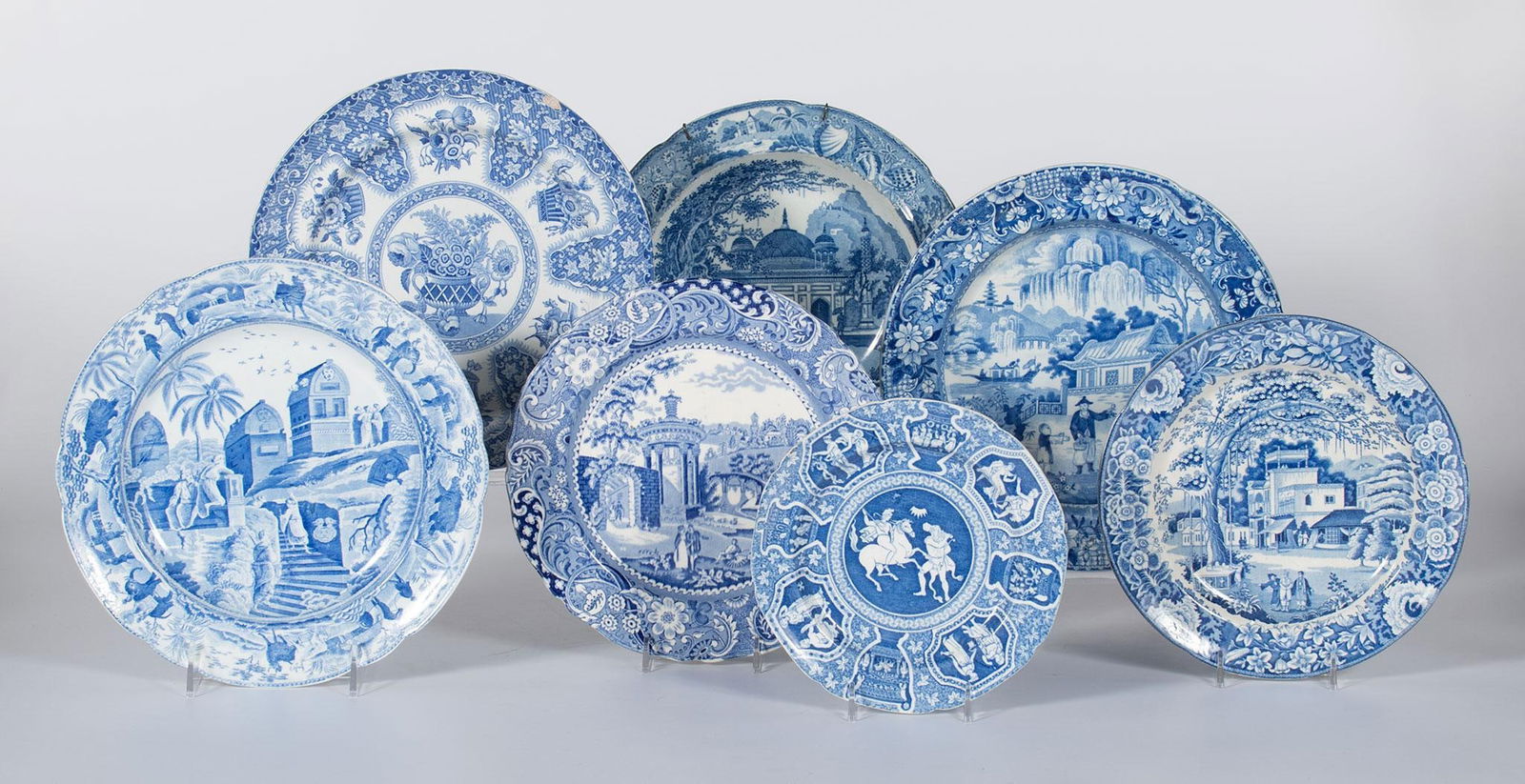 Grouping of 19th Century Blue & White Earthenware Plates (1 of 3)