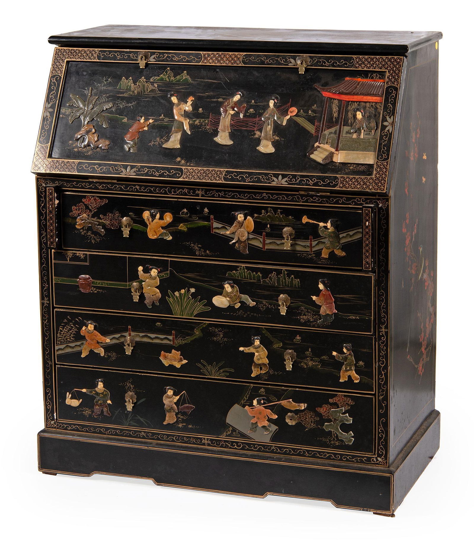 A Lacquered Chinoiserie Secretary Bookcase (1 of 6)