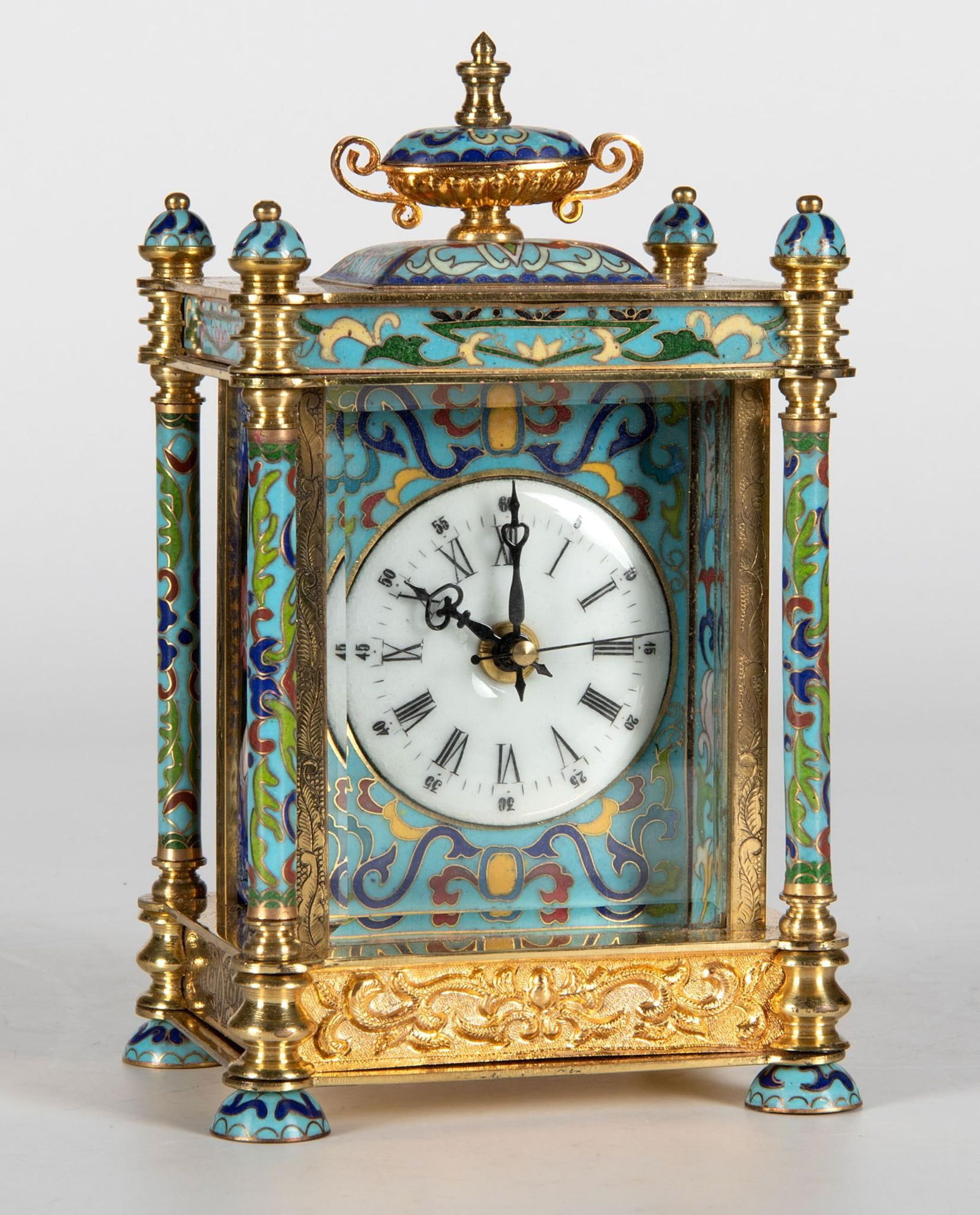 A Chinese Brass and Cloisonne Table Clock (1 of 3)