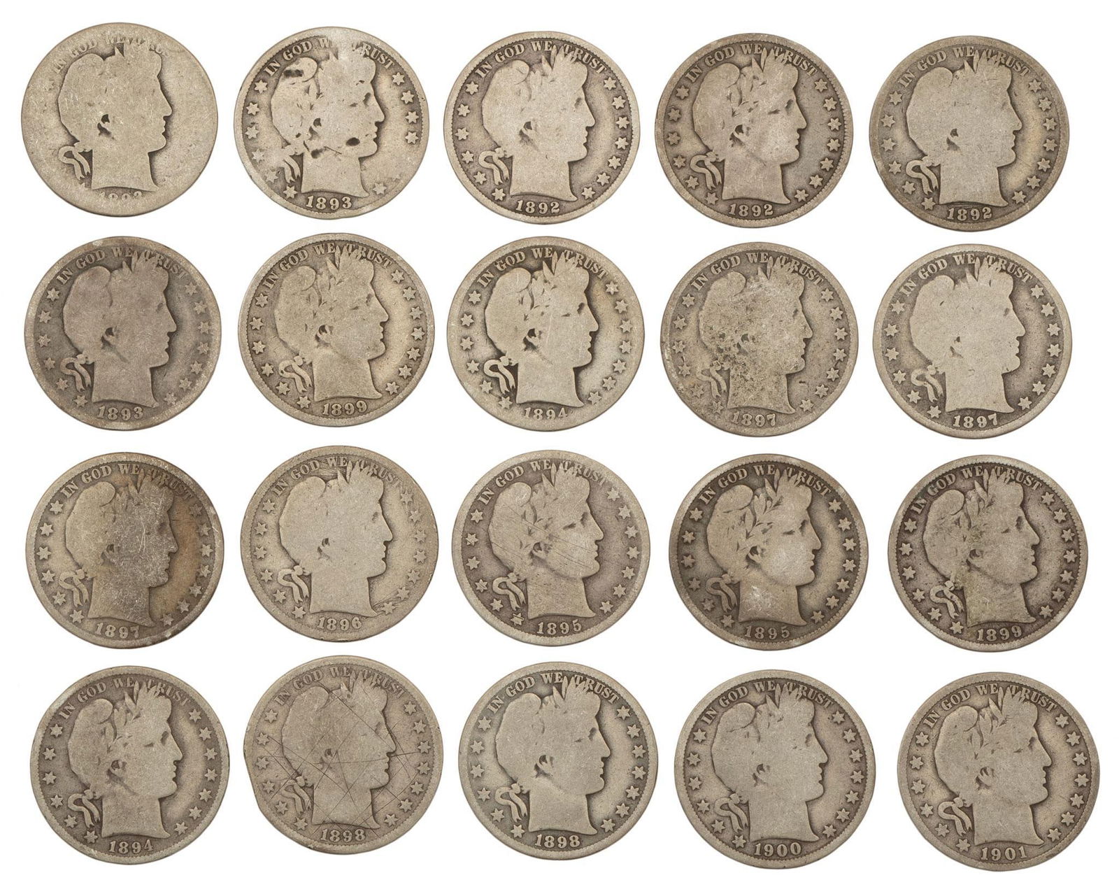Grouping of United States Barber Half Dollar Silver Coins (1 of 2)