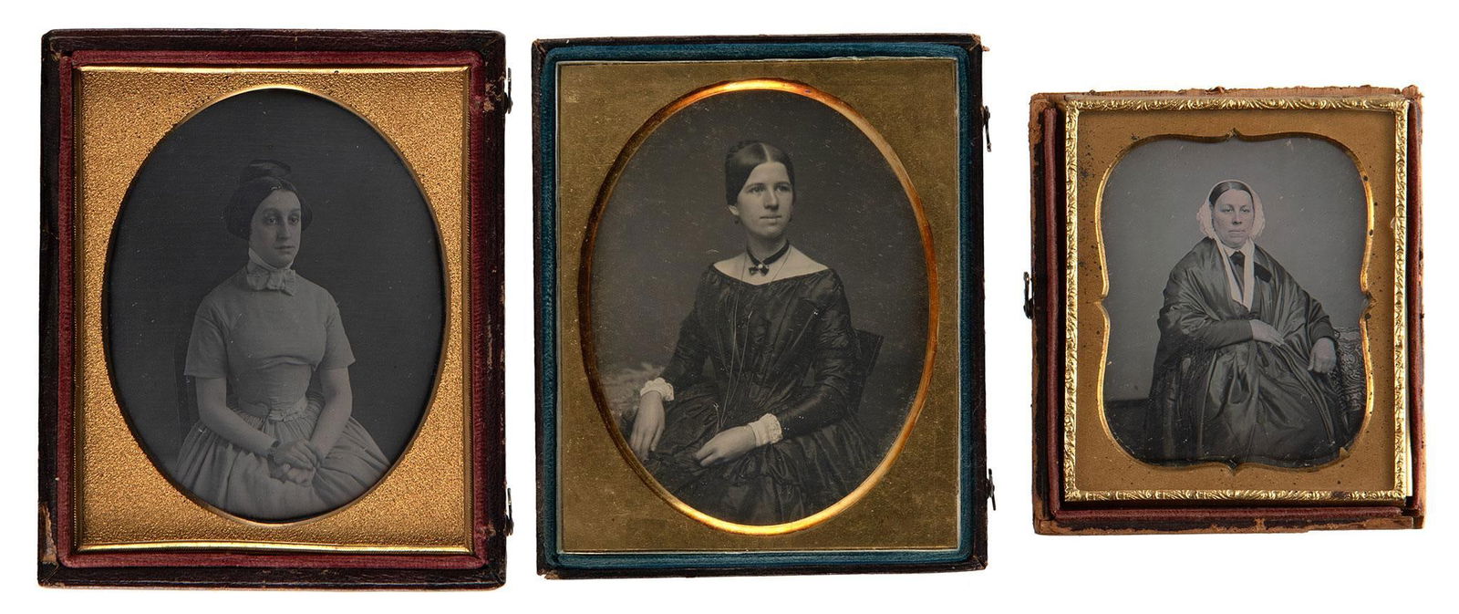 Lot Of Three (2) Quarter Plate And One (1) Sixth Plate Daguerreotype Of