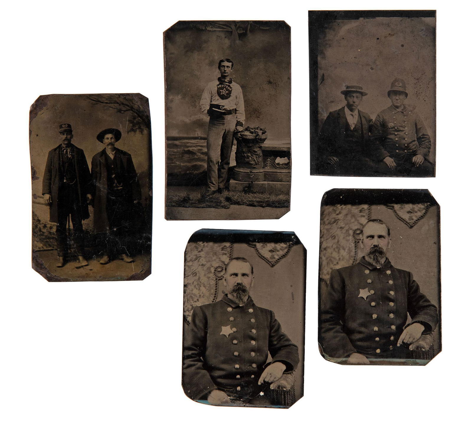 Lot of Four (4) Sixth Plate Tintypes of Police Officers and Civil Servants (1 of 1)