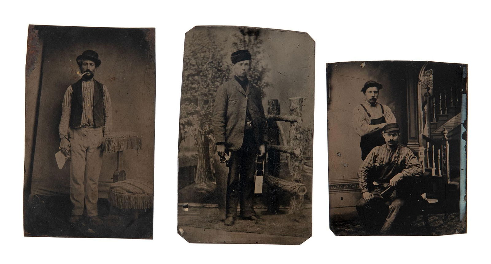 Lot of Three (3) Sixth Plate Tintypes of Tradesmen (1 of 1)