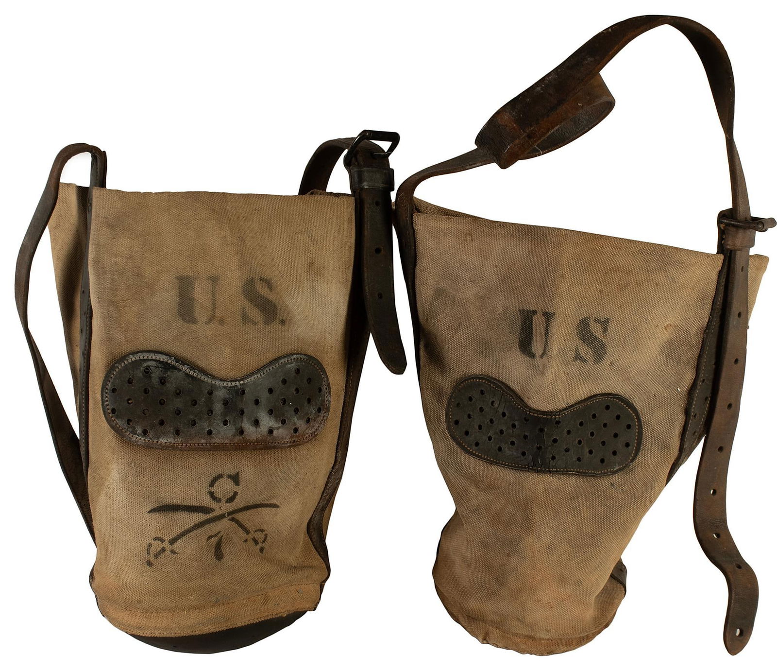 Lot of Two Canvas U.S. Cavalry Horse Feed Bags (1 of 1)