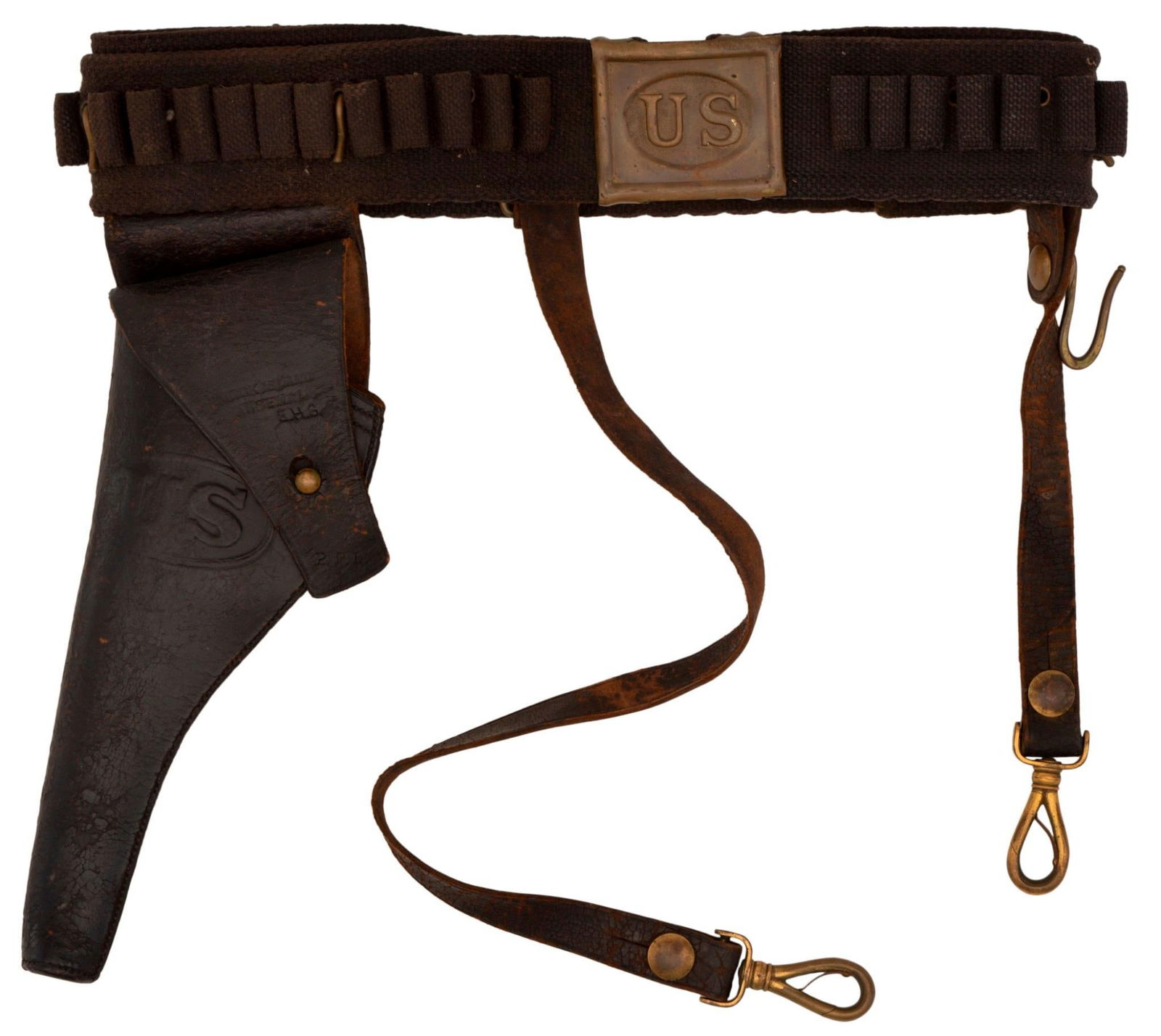 U.S. Rock Island Arsenal Canvas Cartridge Belt with Leather Holster (1 of 4)