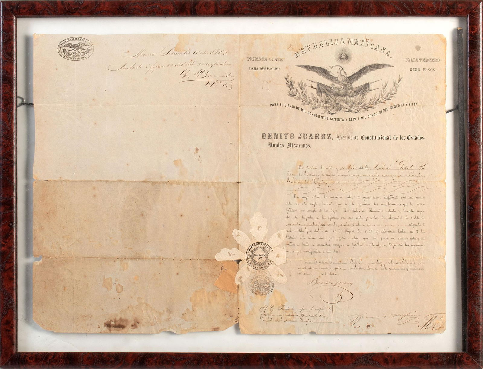 Military Commission signed by Benito Juarez (1 of 2)