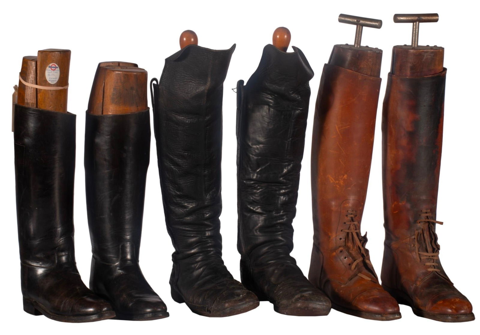 Lot of Three Pairs of Boots with Wooden Shoe Trees (1 of 2)