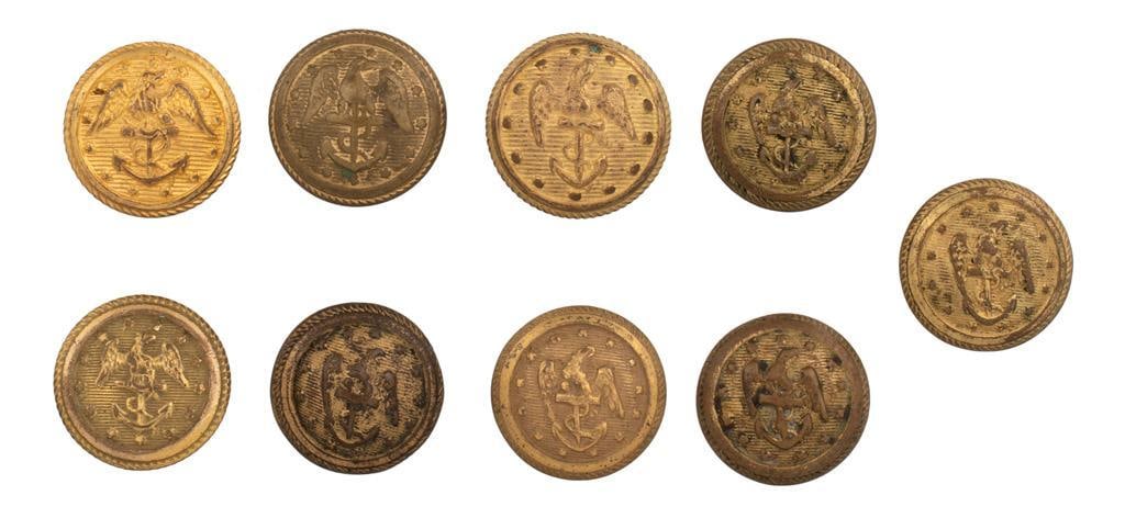 Lot of Nine Civil-War Era Naval Cuff Buttons (1 of 2)