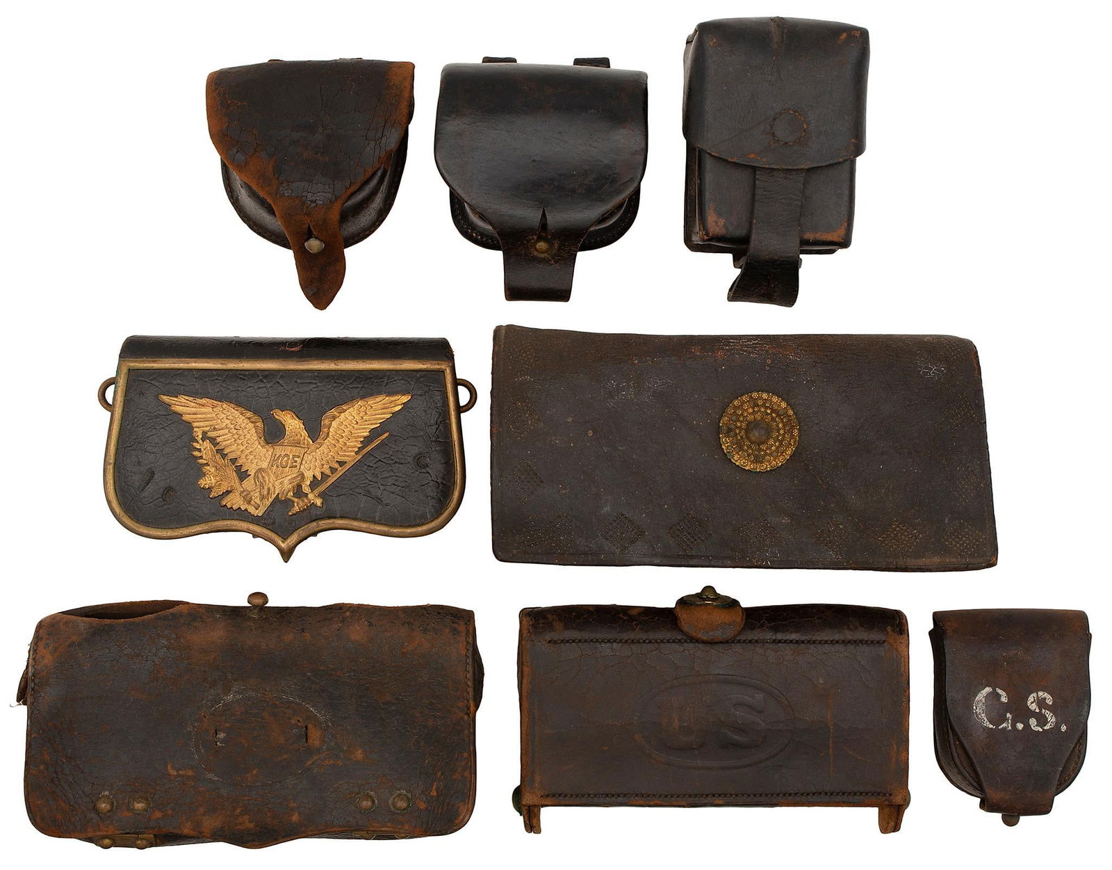 Large Lot of Military Cartridge Boxes and Cap Boxes (1 of 3)