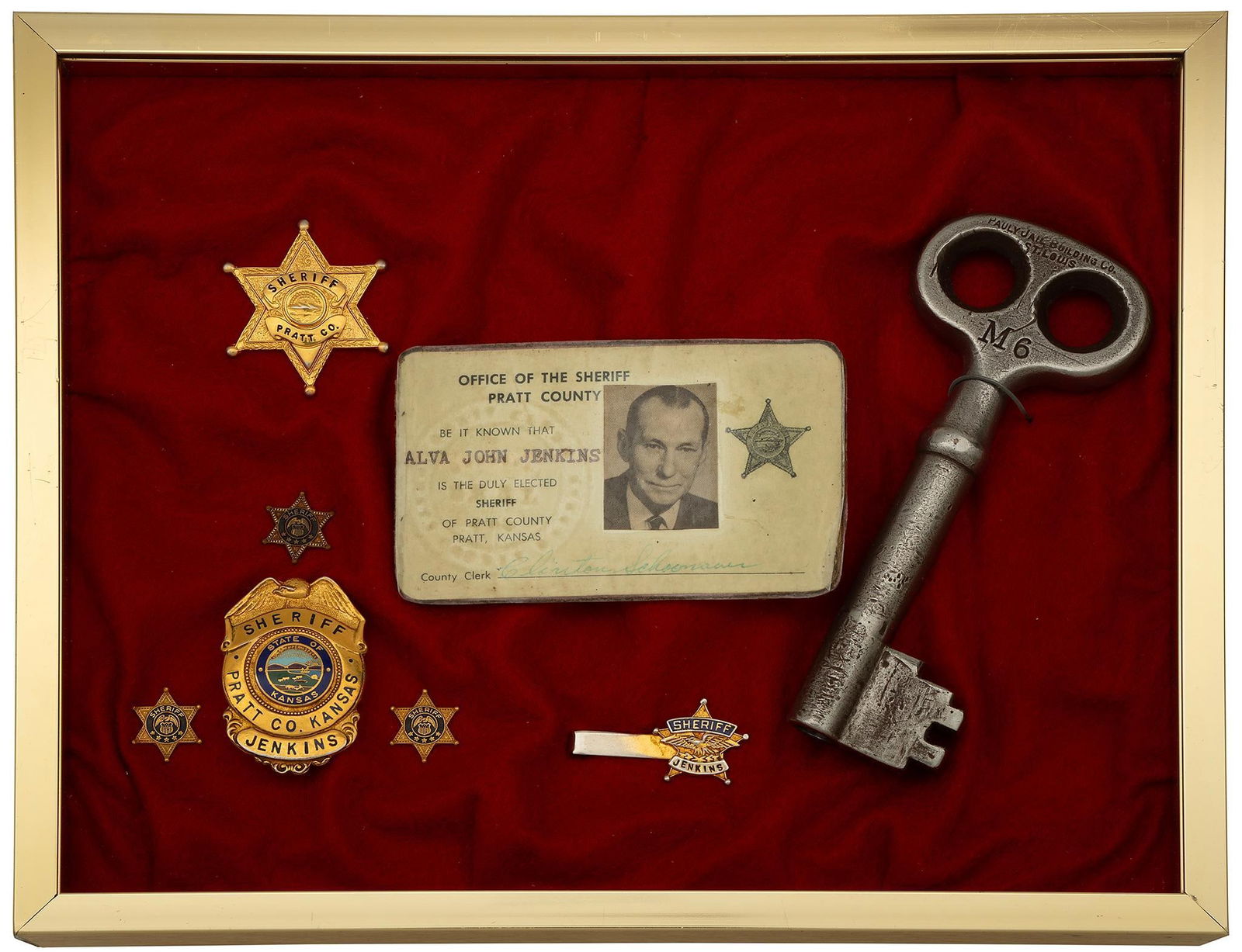 Framed Collection of Pratt County Kansas Sheriff Items (1 of 1)