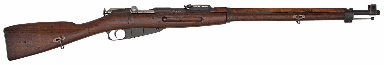 **Finnish Mosin-Nagant Model 1928 Civil Guard Rifle: 7.62 X 54r Caliber, 28" barrel length, S/N 12559. Blue finish with wood stock and handguard. Marked on the top of the barrel "SY" with "SA" markings. This rifle retain most of the arsenal blue finish.