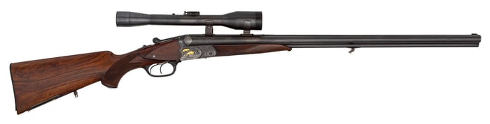 **Deep Relief Engraved Gold Inlaid German Drilling Rifle