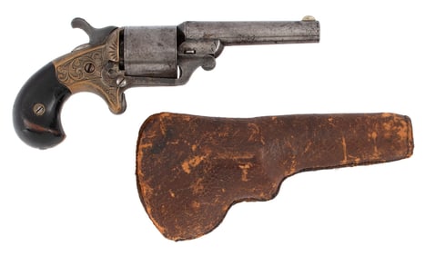Moore's Pat. Firearms Co Front Loading Engraved Revolver In Original Holster