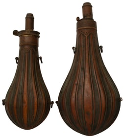 Lot Of Two Fluted Design Powder Flasks