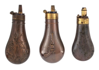 Lot Of Three Small Pistol Flasks
