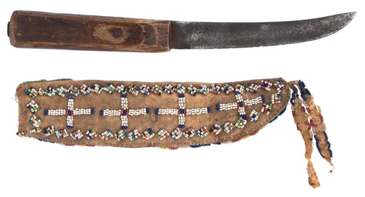 Native American Plains Beaded Sheath and Knife