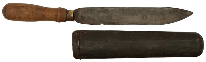 19th Century Handmade Knife & Wooden Sheath