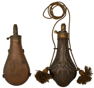 Two Large Powder Flasks