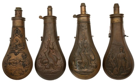 Lot Four Hanging Game Flasks