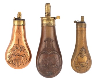 Lot Of Three Powder Flasks