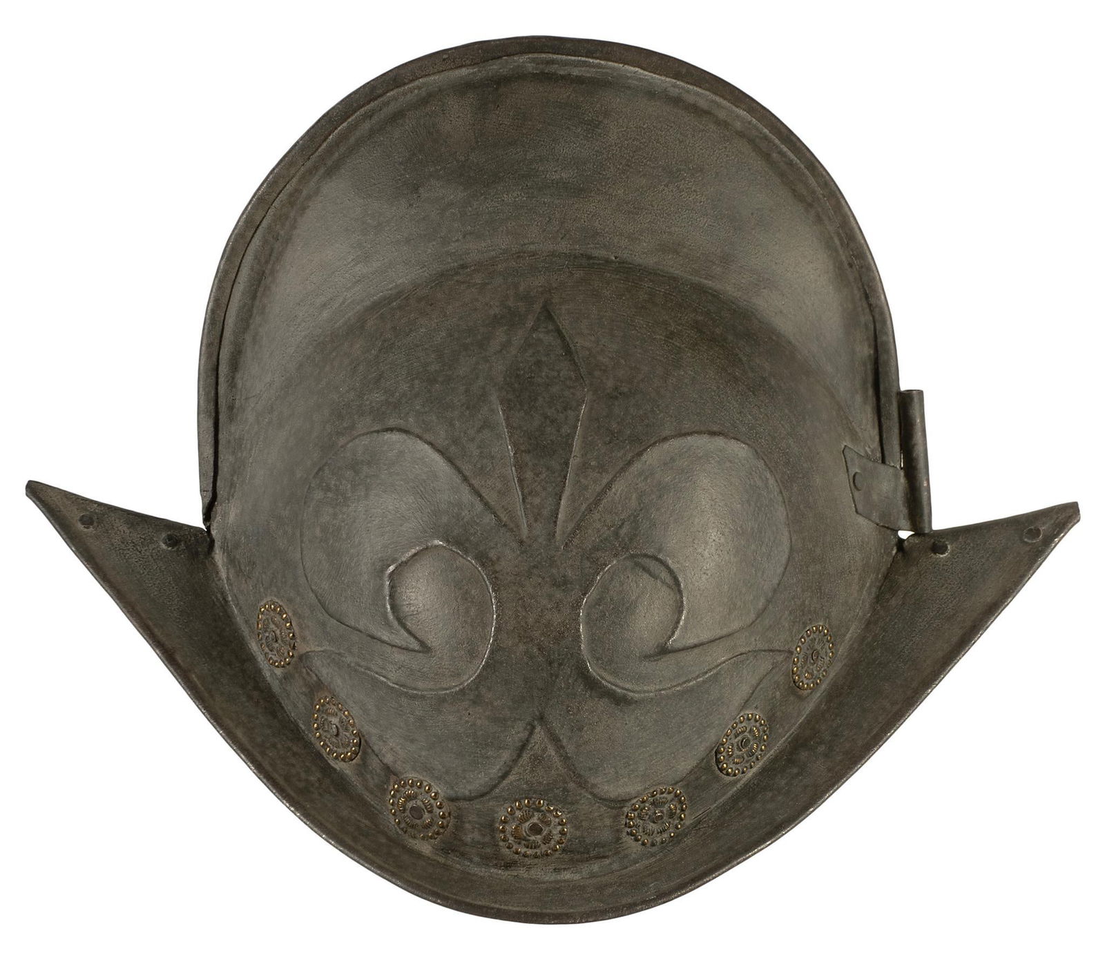 A Genuine Munich “Town Guard” Morion Circa 1610: Two piece construction as is characteristic of these iconic morions. Patinated condition but entirely genuine of the period.