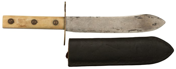 Early Drop Point Bowie Knife with Bone Grip