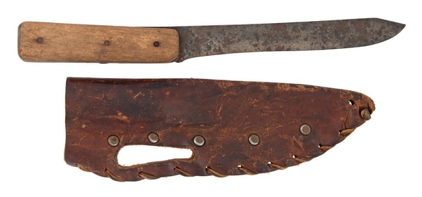 Trade Knife with Sheath, Possibly Native American, Mid-19th C.