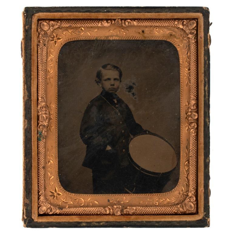 Civil War Tintype Image of A Drummer Boy