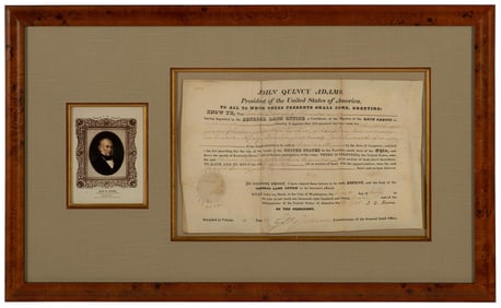 John Quincy Adams Signed Land Grant