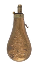 19th Century Brass Powder Flask