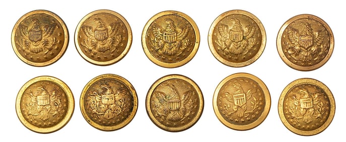Ten Cuff Size Scovill US Staff Officer Buttons