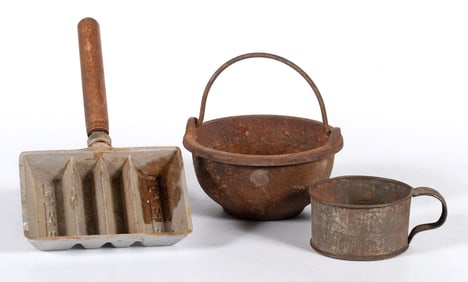 Metal Pots with Tools 20th Century