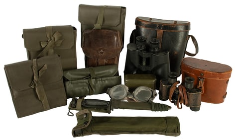Military Goods, Canvas, Knife & Pouches Grouping