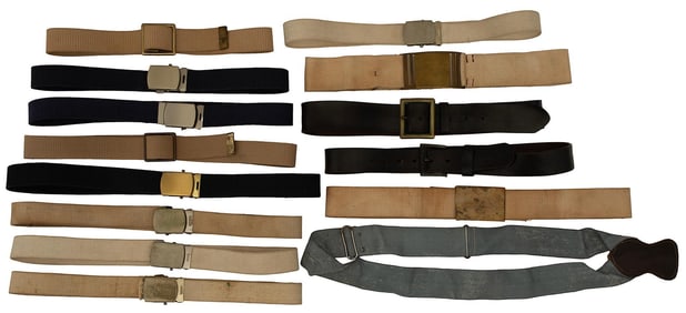 Miscellaneous Military Canvas and Leather Belts & Strap Lot of 14