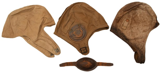WW2 Air Force Summer Flight Helmets and Liner Lot of 3