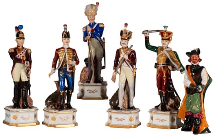 Six Italian Porcelain Military Figurines