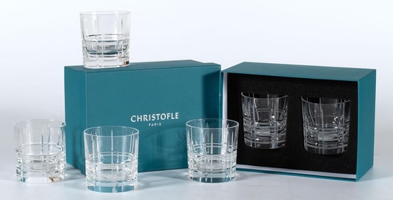 Christofle Scottish Pattern Crystal Tumblers