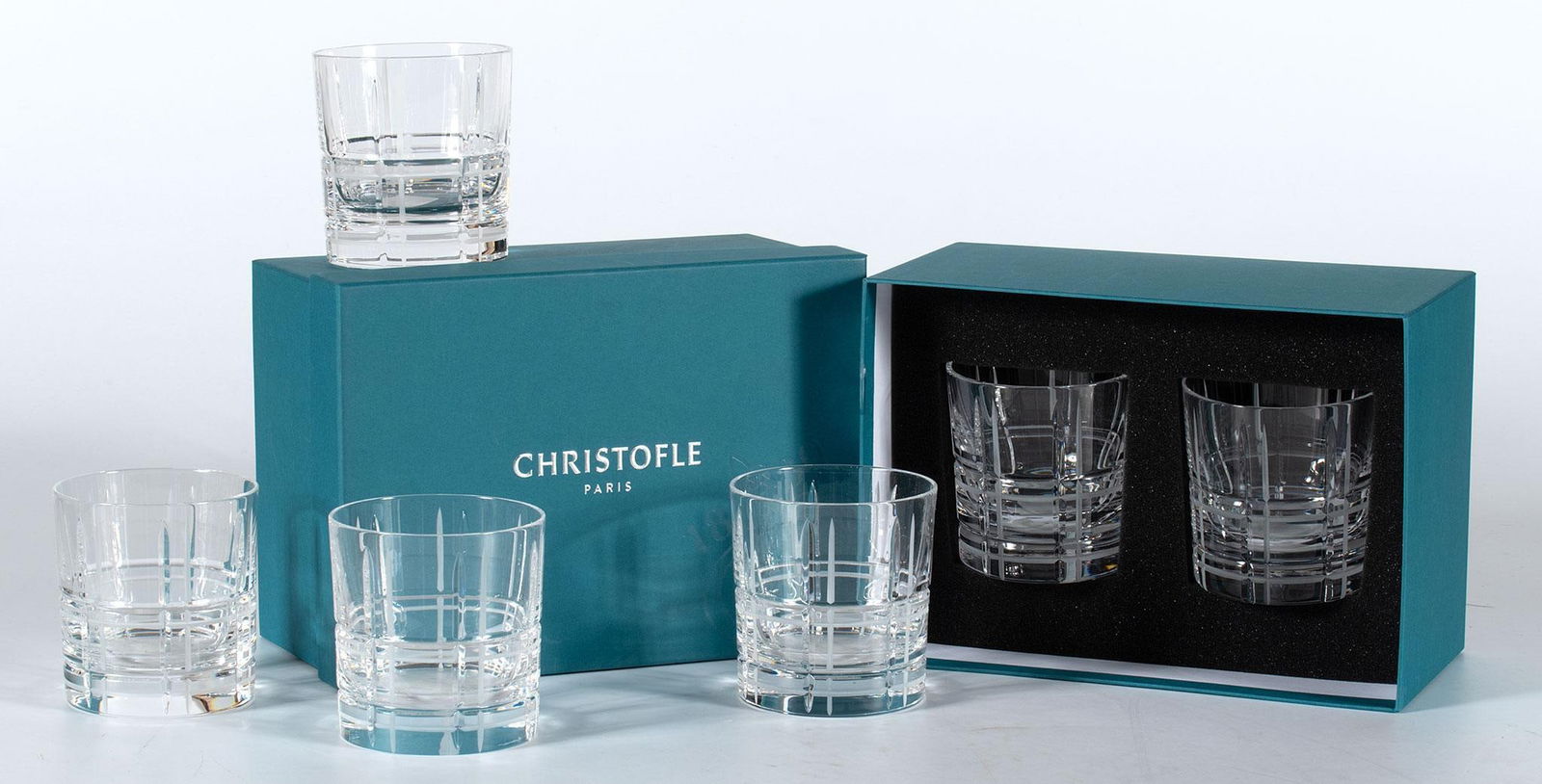 Christofle Scottish Pattern Crystal Tumblers