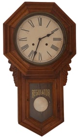 An Octogonal Regulator Hanging Wall Clock