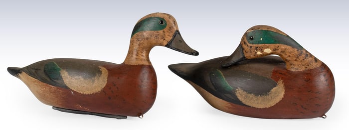 Two Carved and Painted Mallard Drake Duck Decoys